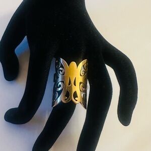 Elegant Gold and Silver Butterfly Ring-two